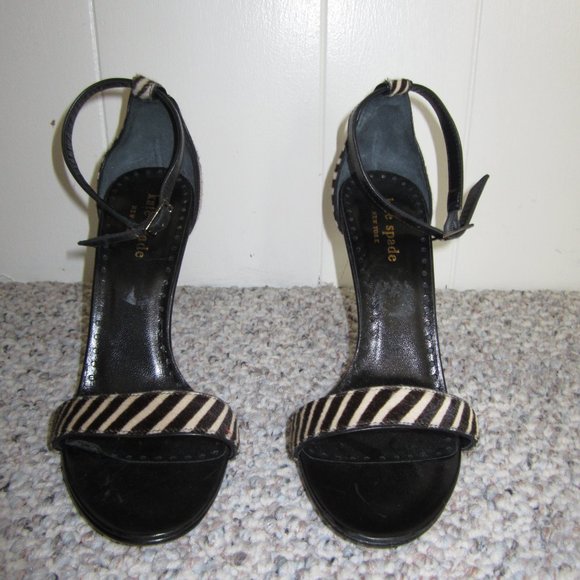 Kate Spade Zebra Print Heeled Ankle Strap Sandal - Picture 2 of 8